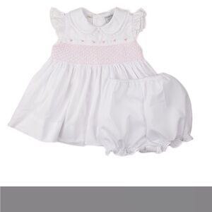 Feltman Brothers White and Pink Baby Dress Set